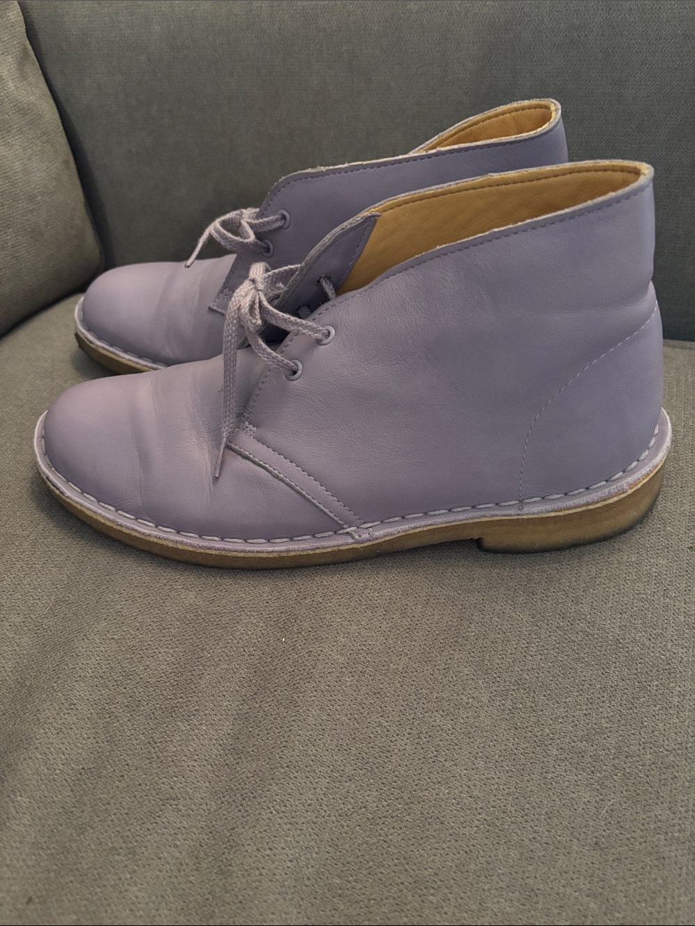 Clarks Originals Desert Boots Leather Chukka Rare Pastel Lavender Mauve Size 7.5